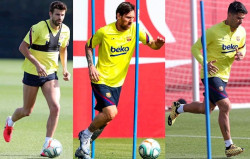 Los jugadores del Bar&ccedil;a vuelven a entrenar, en solitario, 56 d&iacute;as despu&eacute;s